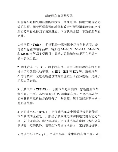 新能源车有哪些品牌