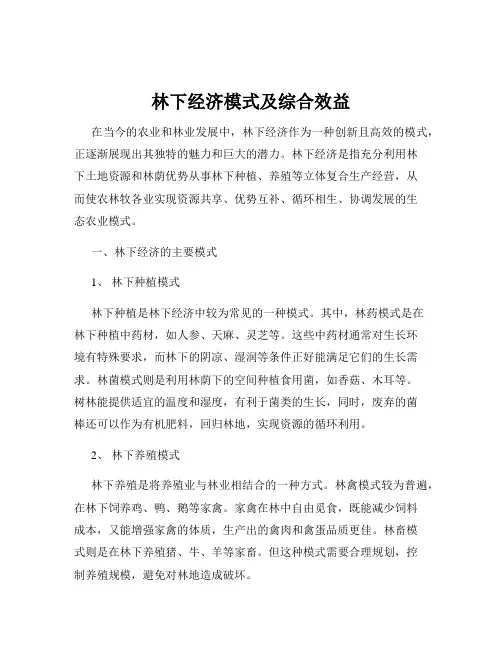 林下经济模式及综合效益