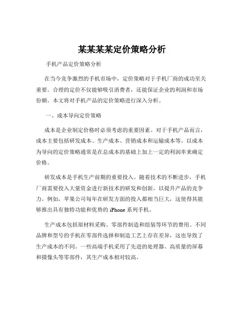 某某某某定价策略分析