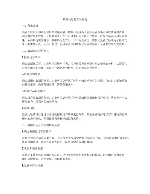数据化运营方案制定
