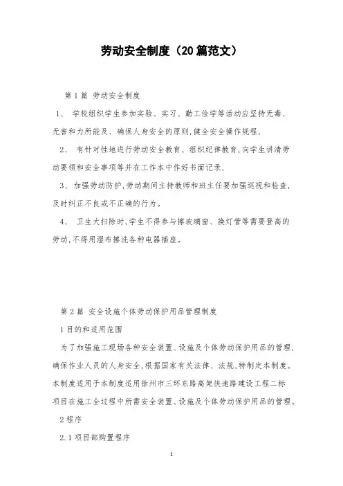 劳动安全制度(20篇范文)