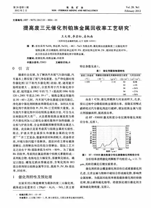 提高废三元催化剂铂族金属回收率工艺研究