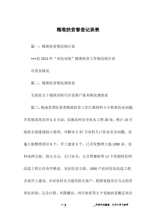 精准扶贫督查记录表