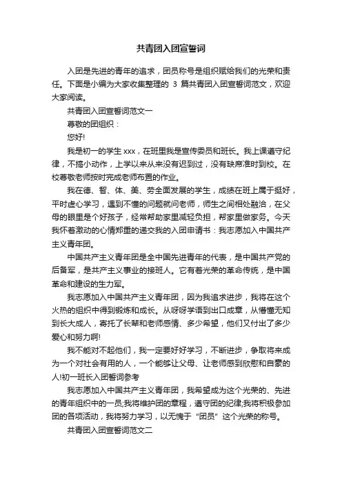 共青团入团宣誓词