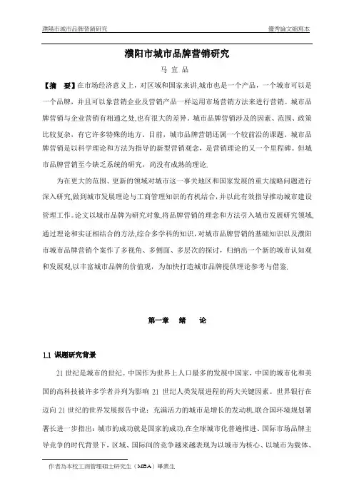 濮阳市城市品牌营销研究