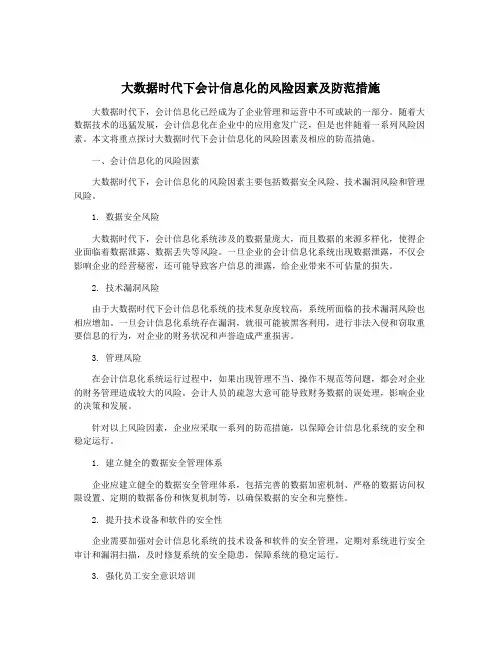 大数据时代下会计信息化的风险因素及防范措施