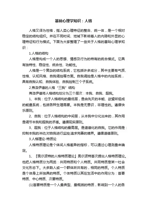 基础心理学知识：人格