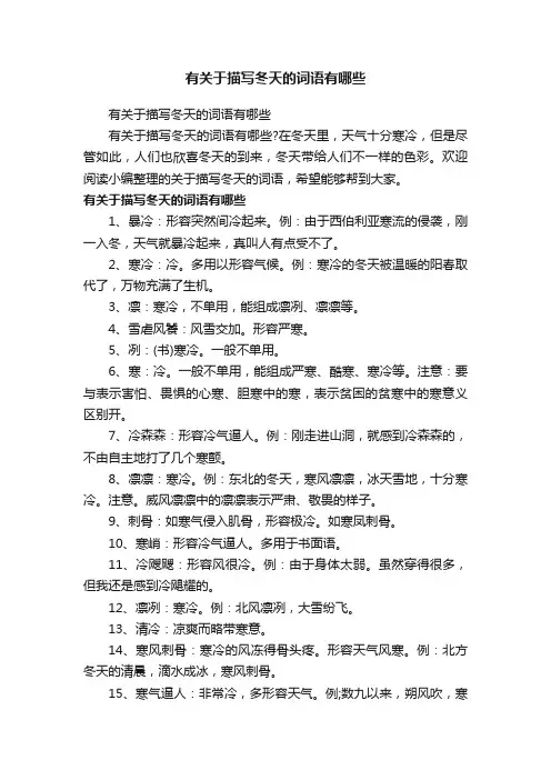有关于描写冬天的词语有哪些