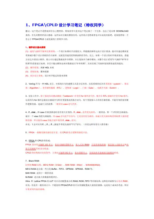 FPGA CPLD设计学习笔记(特权同学)