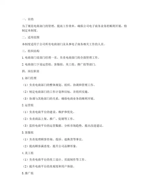 电商部门管理制度模板