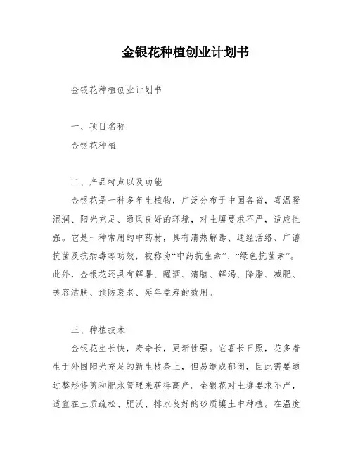 金银花种植创业计划书