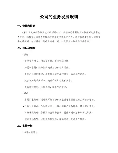 公司的业务发展规划
