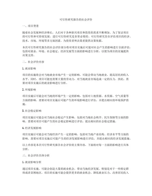 可行性研究报告的社会评价