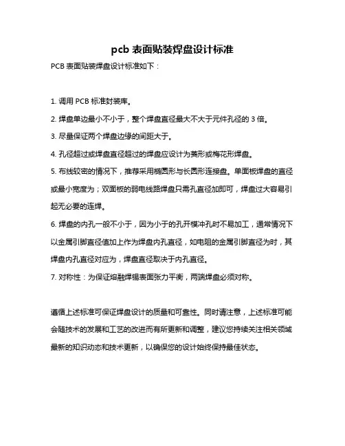 pcb表面贴装焊盘设计标准