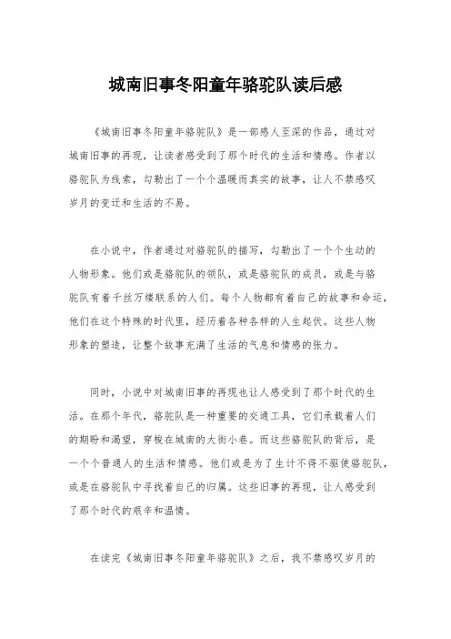 城南旧事冬阳童年骆驼队读后感