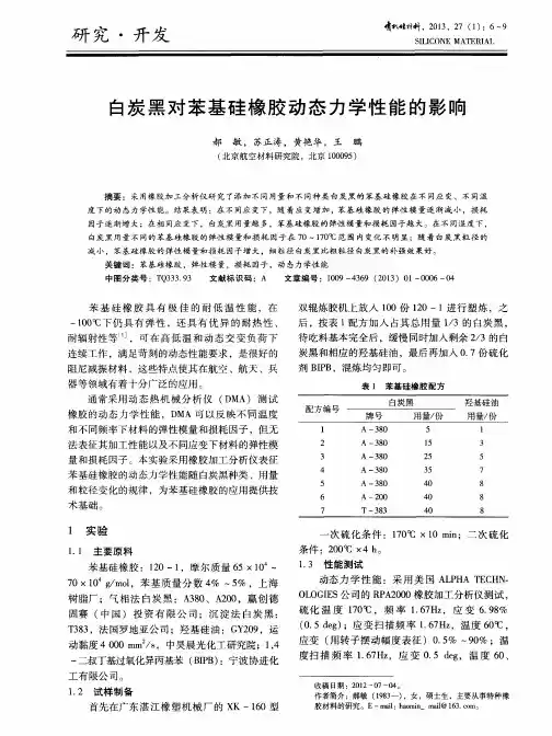 白炭黑对苯基硅橡胶动态力学性能的影响