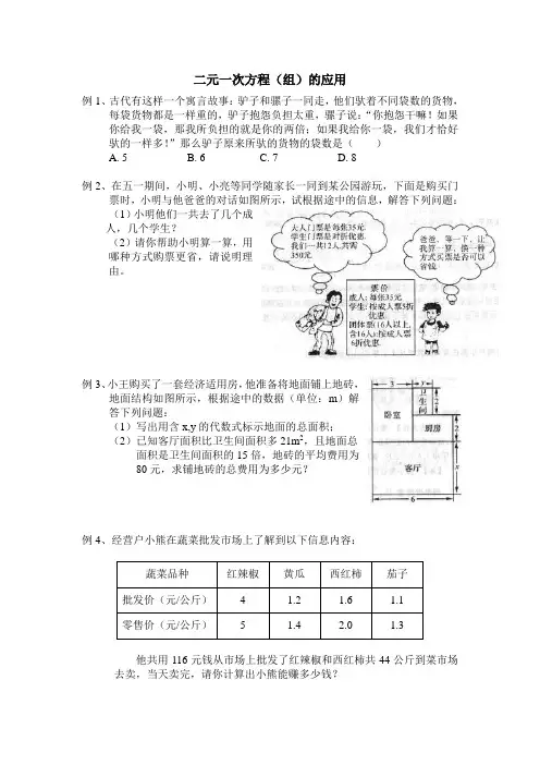 二元一次方程例题