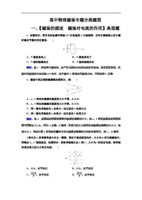 高中物理【磁场】专题分类典型题(带解析)