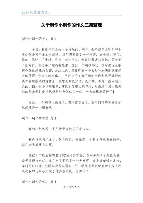 关于制作小制作的作文三篇整理