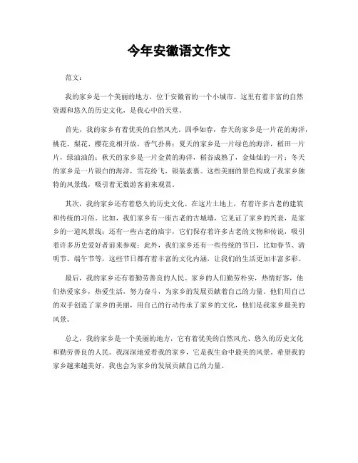 今年安徽语文作文