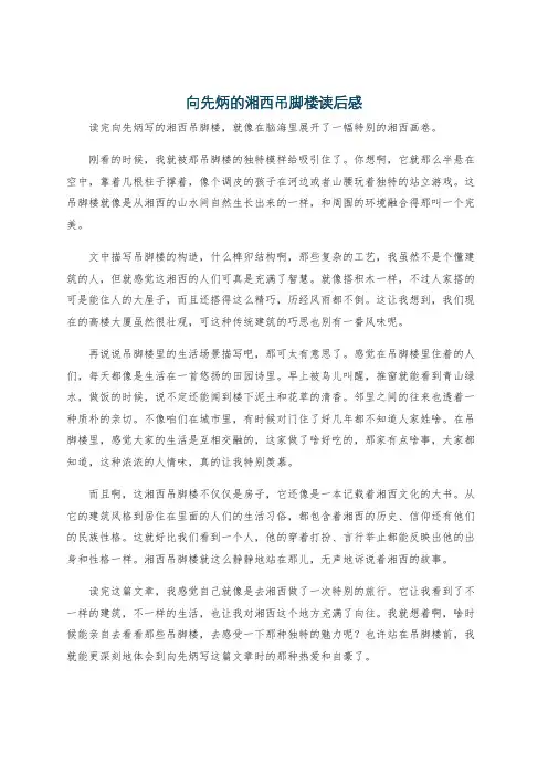 向先炳的湘西吊脚楼读后感