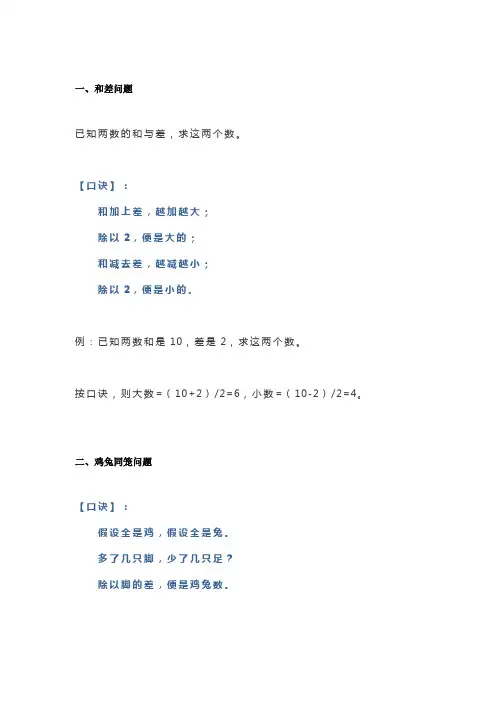 小学数学常见题型
