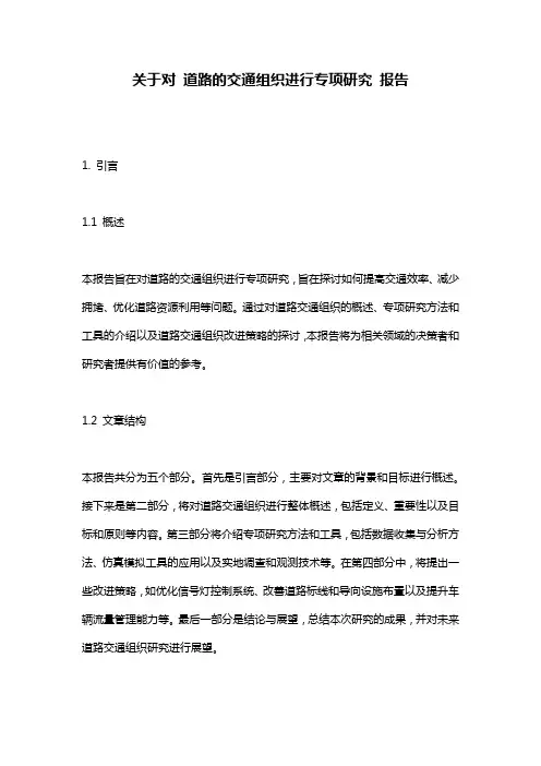 关于对 道路的交通组织进行专项研究 报告