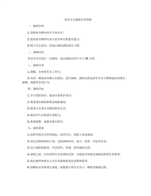 宿舍火灾演练应急预案