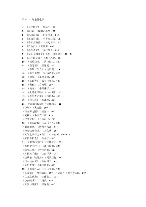 日本100部最佳电影