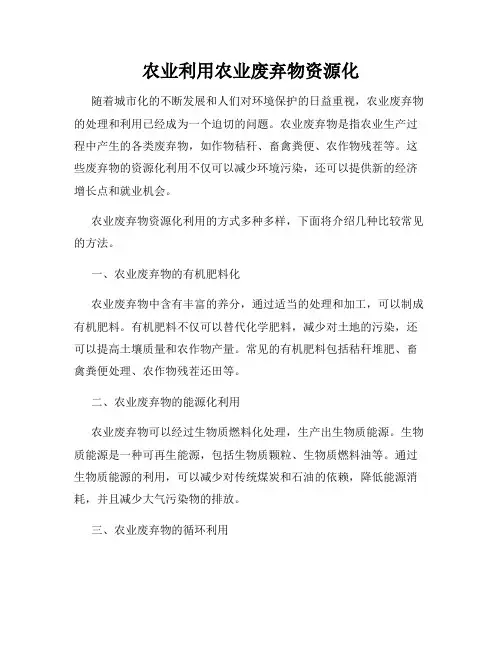 农业利用农业废弃物资源化