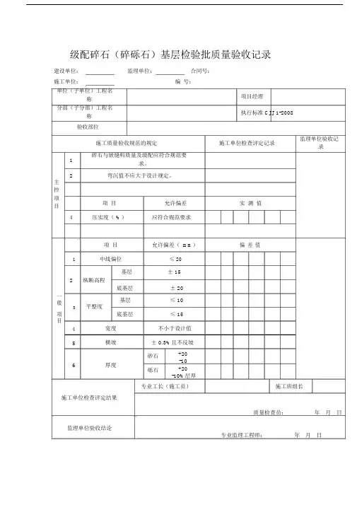 级配碎石(碎砾石)基层检验批质量验收记录.docx