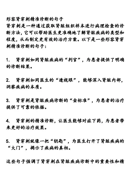 形容肾穿刺精准诊断的句子