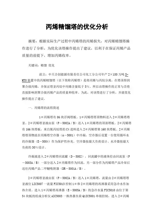 丙烯精馏塔的优化分析