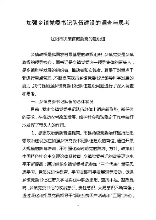 加强乡镇党委书记队伍建设的调查与思考