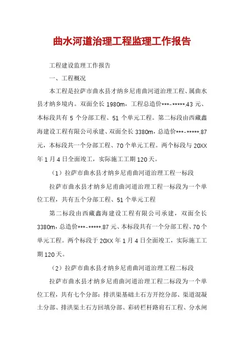 曲水河道治理工程监理工作报告