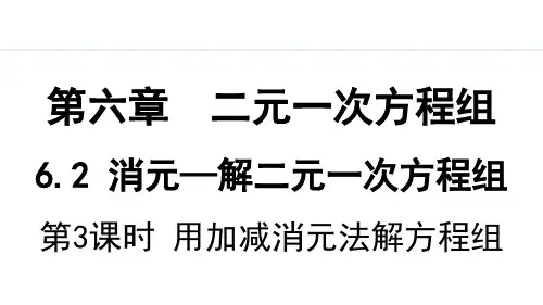 七年级下册冀教版数学【授课课件】第3课时 用加减消元法解方程组