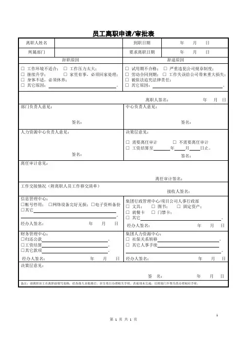 离职审批表模板