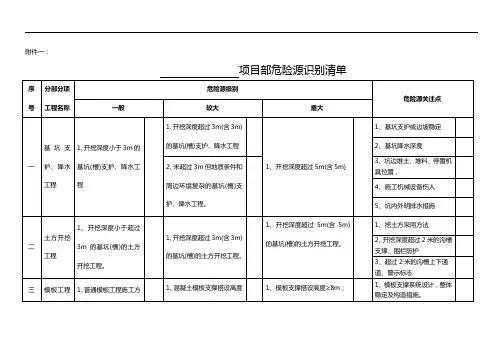 项目开发重大危险源辨识清单