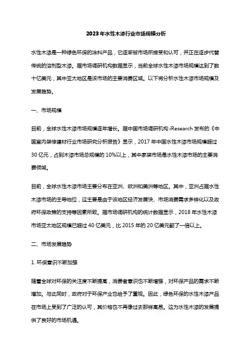 2023年水性木漆行业市场规模分析