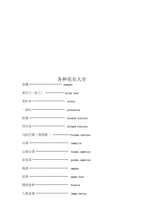 各种花名大全