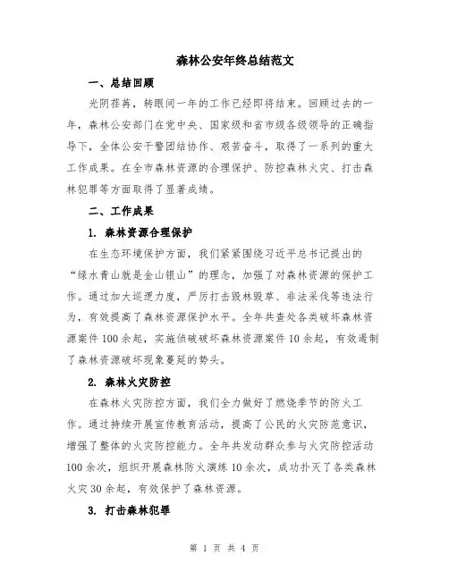森林公安年终总结范文