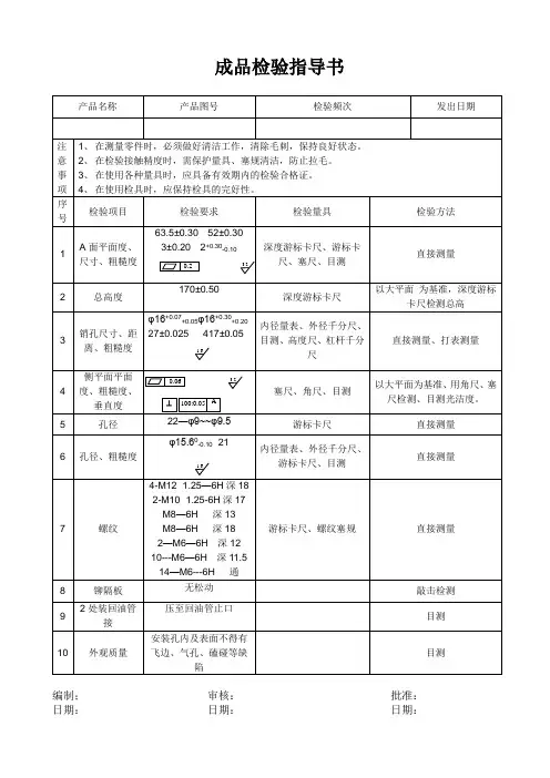 成品检验指导书