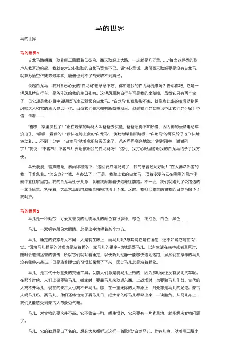 马的世界——精选推荐