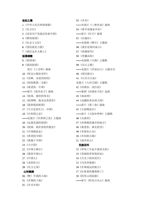 红歌歌单