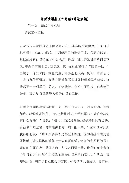 最新调试试用期工作总结(精选多篇)