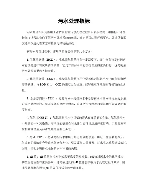 污水处理指标