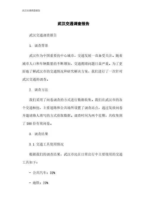 武汉交通调查报告