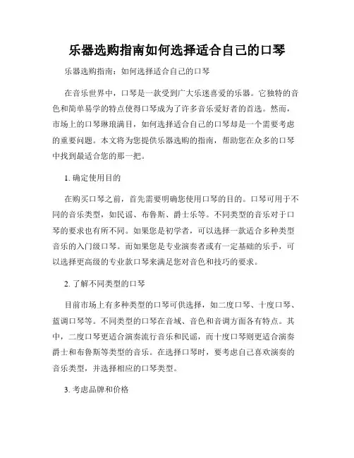 乐器选购指南如何选择适合自己的口琴