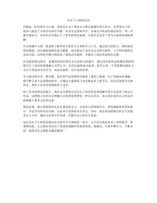 音乐个人研修总结