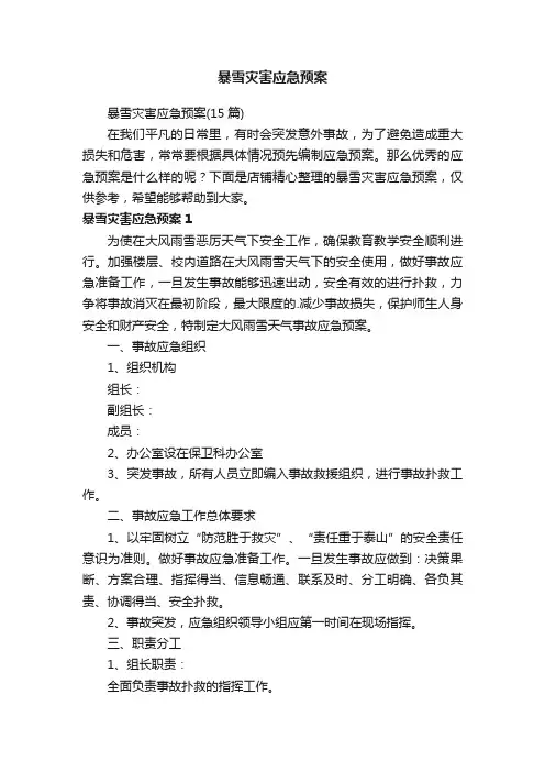 暴雪灾害应急预案